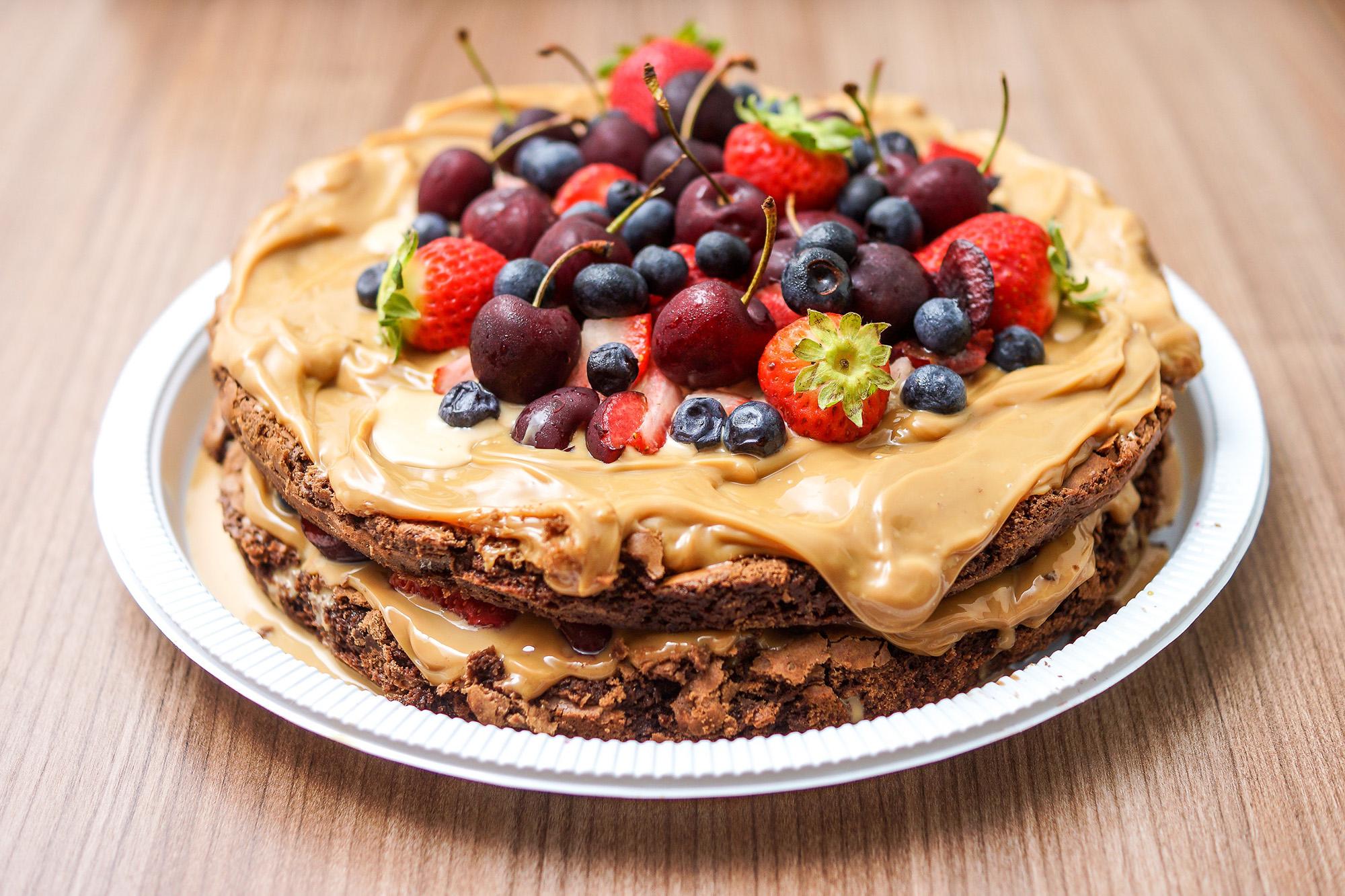 Pastry dish on table with fork.